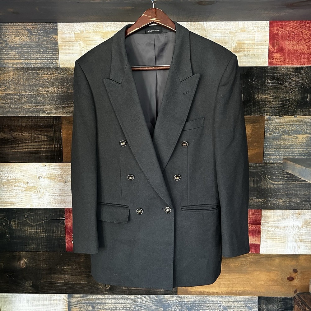 Balenciaga Homme Vintage Wool Blazer Jacket Double Breasted 90s Size 50R 40 Gold